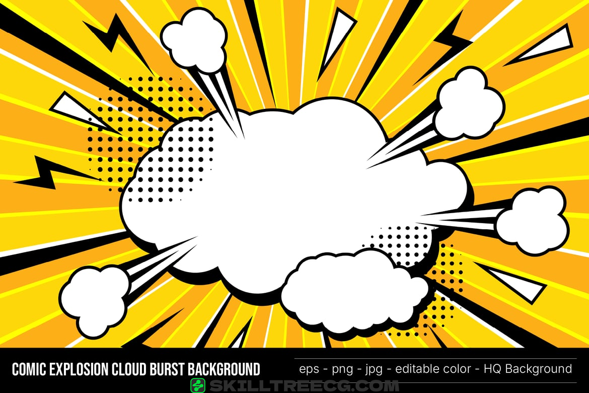 Comic Explosion Cloud Burst Background（718574）-技能树
